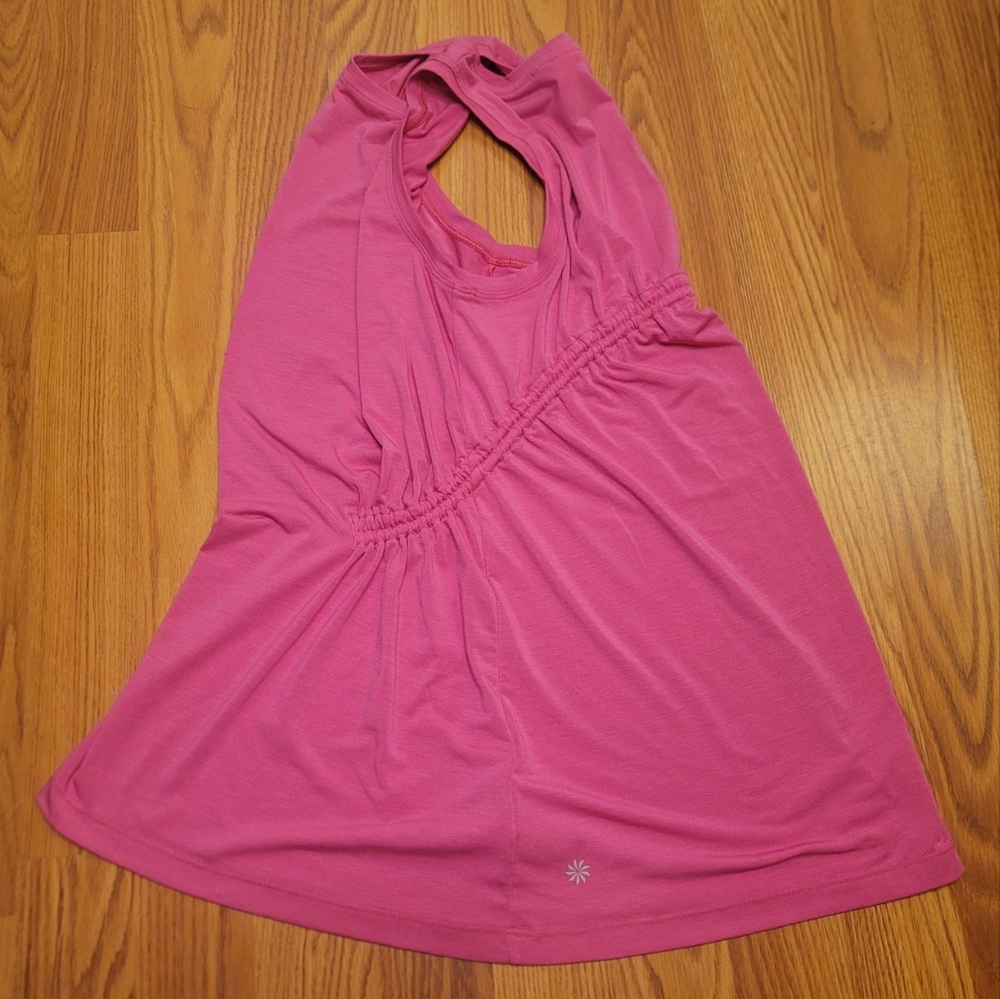Athleta Air Out Cinch Tank Top Sz XS Salvia Pink Semi Fitted Long UPF 25+ Modal - Picture 9 of 16